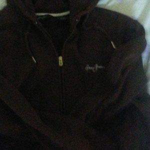 Brown men's large hoodie Zips zipper and Hood